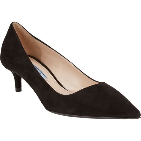 prada suede round-toe pumps|prada kitten heel boots.